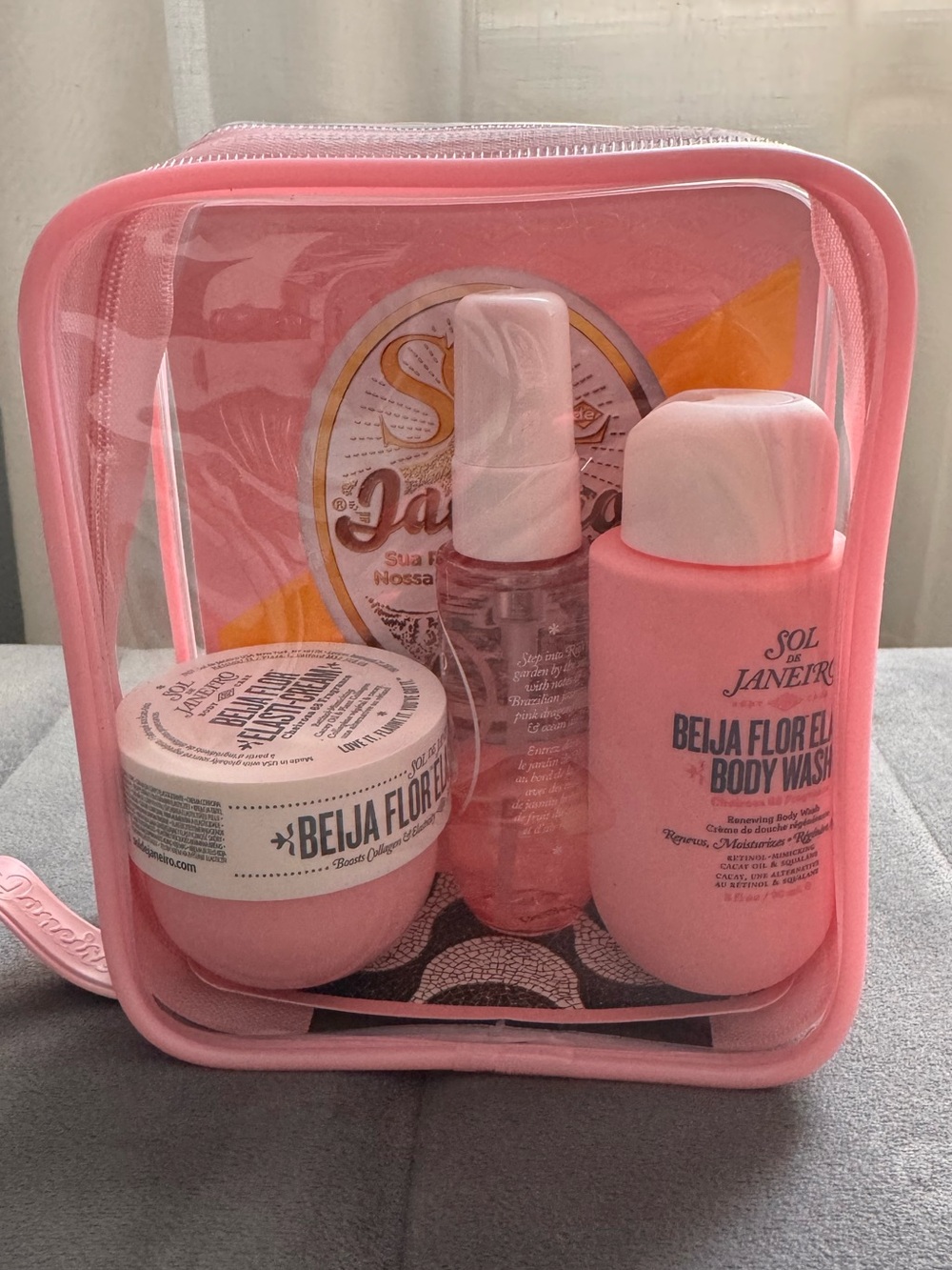 Sol de Janeiro Pink Beija Flor Body Wash & Cream Travel Set
